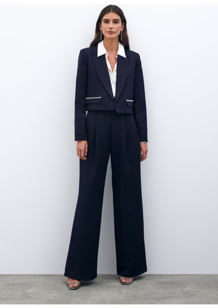 Cep Taş Detaylı Kısa Ceket - Lacivert modelleri