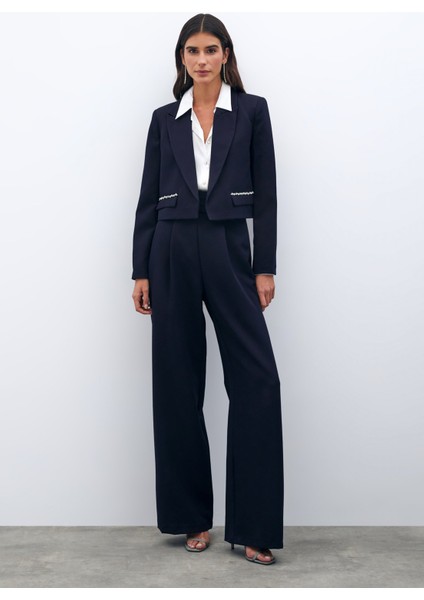 Cep Taş Detaylı Kısa Ceket - Lacivert fırsatları