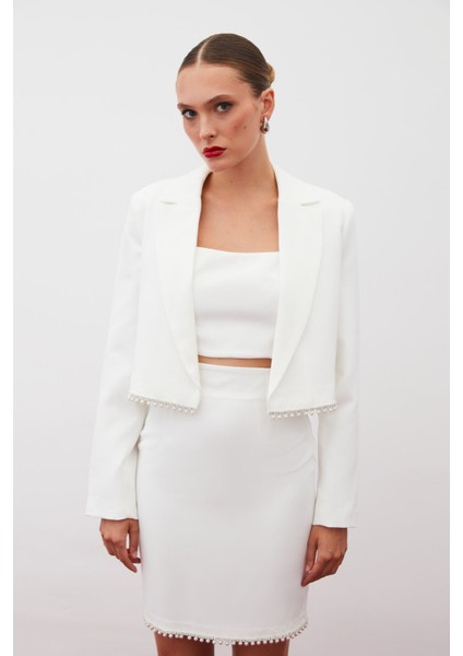 Aksesuarlı Kısa Ceket - Ekru fiyatları