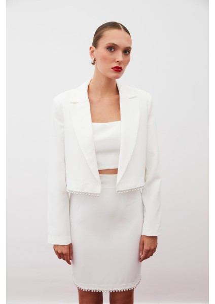 Aksesuarlı Kısa Ceket - Ekru indirimleri
