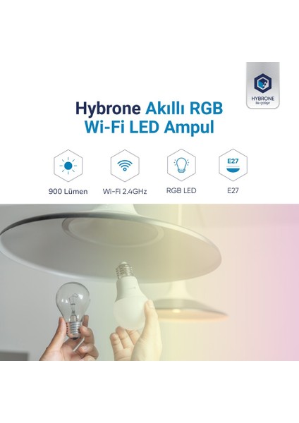LED Rgb Wi-Fi Akıllı Ampul, 4lü Set, 16 Milyon Renk, 900 Lümen, E27 Duy, Uygulama ile Kontrol