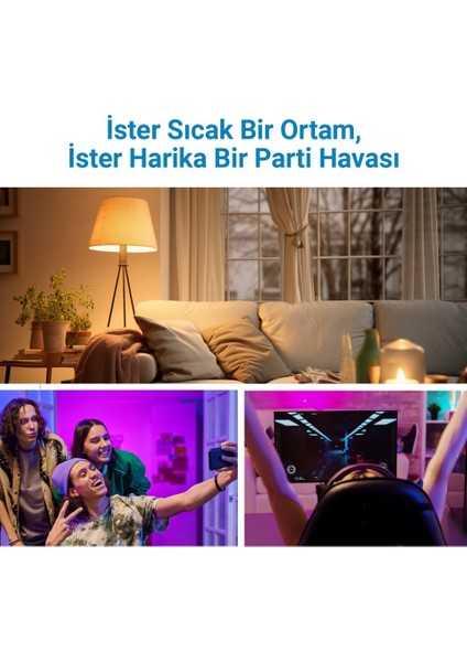 LED Rgb Wi-Fi Akıllı Ampul, 4lü Set, 16 Milyon Renk, 900 Lümen, E27 Duy, Uygulama ile Kontrol