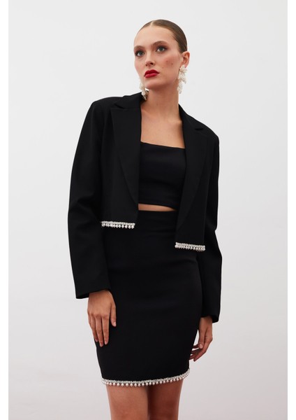 Aksesuarlı Kısa Ceket - Siyah fiyatları