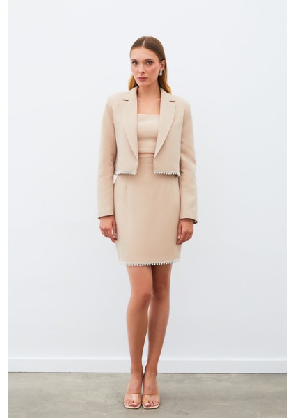 Aksesuarlı Kısa Etek - Bej fiyatları