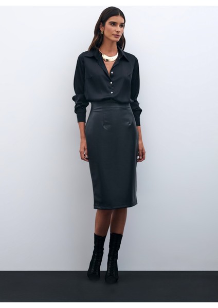 Deri Kalem Etek - Siyah