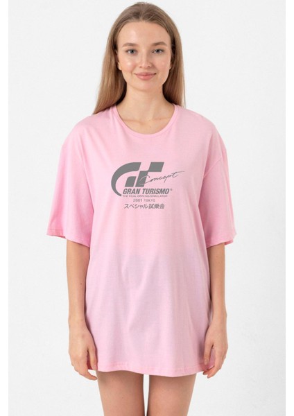 Gran Turismo Concept Pembe Kadın Oversize Tshirt