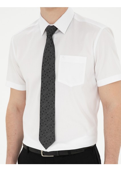 Erkek Beyaz Regular Fit Kısa Kollu Basic Gömlek 50286403-VR013