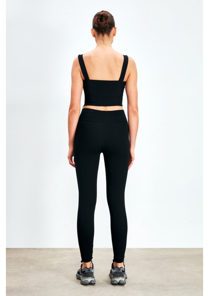 Kalın Kemerli Tayt - Siyah indirimleri