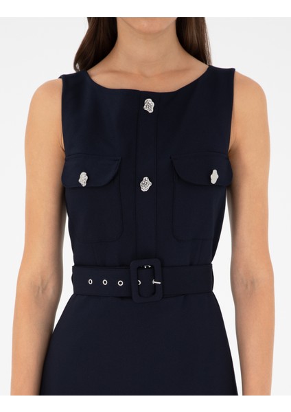 Kadın Lacivert Regular Fit Dokuma Elbise 50292893-VR033