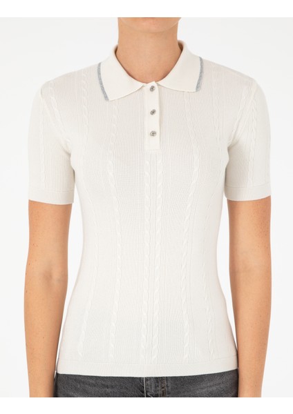 Kadın Ekru Slim Fit Kazak 50285090-VR019