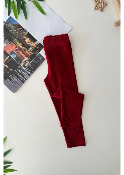 Beli Lastikli Basic Kız Fitilli Kadife Tayt - Kırmızı fiyatları