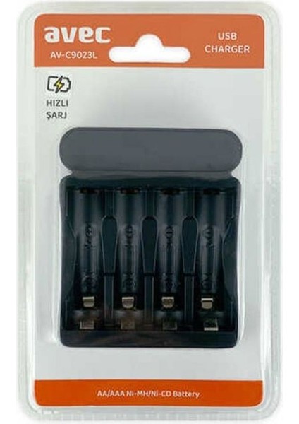 AV-C9023L Aa/aaa USB Hızlı Şarj Cihazı 4'lü modelleri