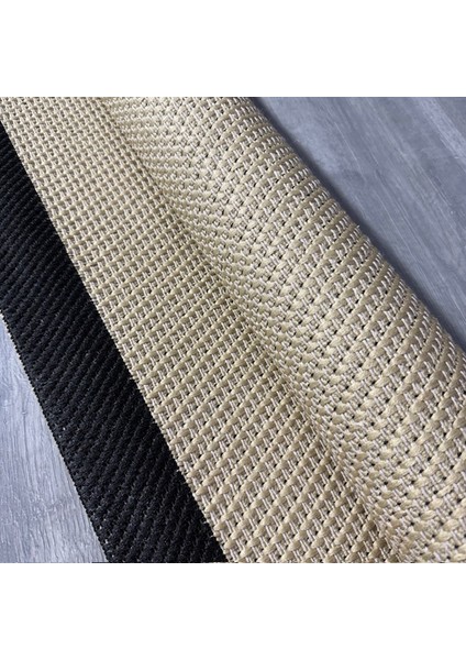 JS9716 Jüt Sisal Bej Siyah Makine Halısı