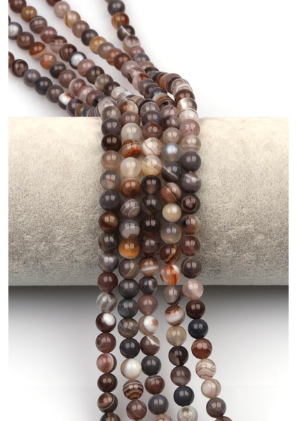 Botswana Akik Doğal Taş Dizi 6 mm Küre Kesim