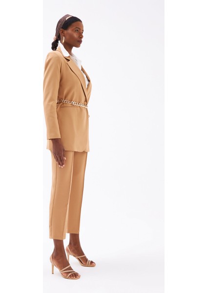 Nervür Detaylı Klasik Pantolon - Camel