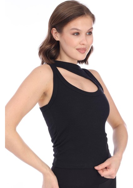 Kadın Siyah Çift Askılı Tokalı Fitilli Kaşkorse Body fırsatları