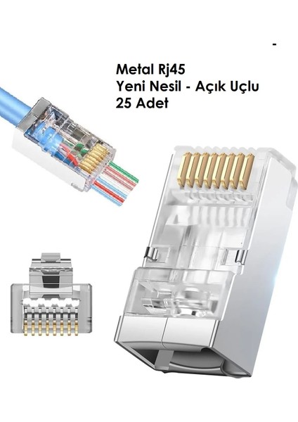 Metal Ez RJ45 Jack Yeni Nesil (Açık Uçlu) Soket Ez Plug Cat6 25 Adet