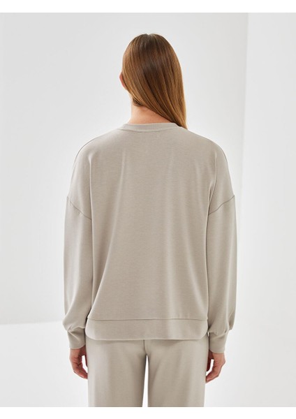 Lcw Vision Bisiklet Yaka Baskılı Oversize Kadın Sweatshirt fırsatları