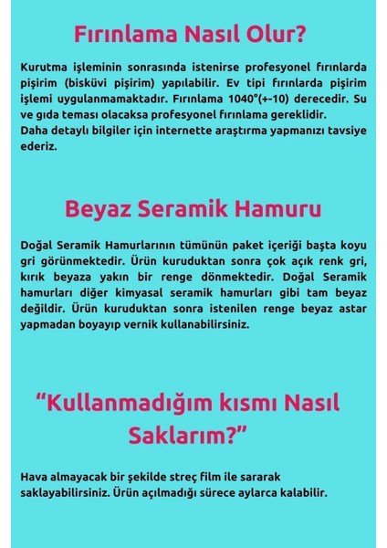Seramik Hamuru 4000 Gr, 7li Plastik Ebeşuar (Modelaj Seti), Kesme Teli-Ipi, Guaj, Doğ