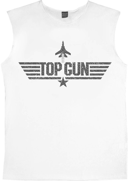 Top Gun Beyaz Kesik Kol / Kolsuz Erkek T-Shirt