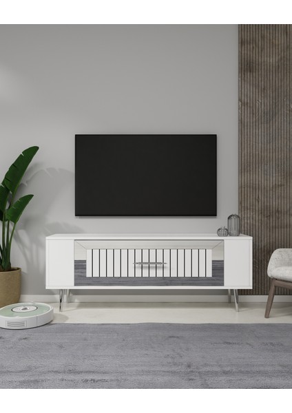 Retrolp3dd Tv Sehpası beyaz gümüş