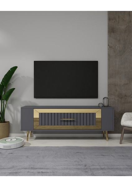 Retrolp3dd Tv Sehpası antrasit-altın