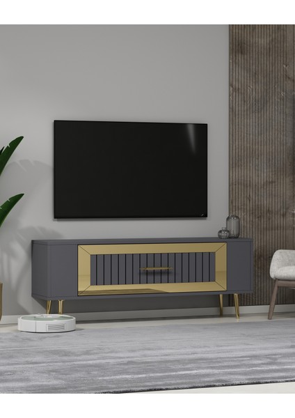 Retrolp3dd Tv Sehpası antrasit-altın