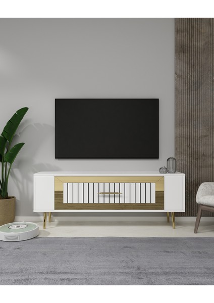 Retrolp3dd Tv Sehpası beyaz altın