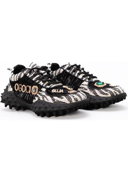 25Y338 Kadın Taşlı Sneaker Ayakkabı Siyah