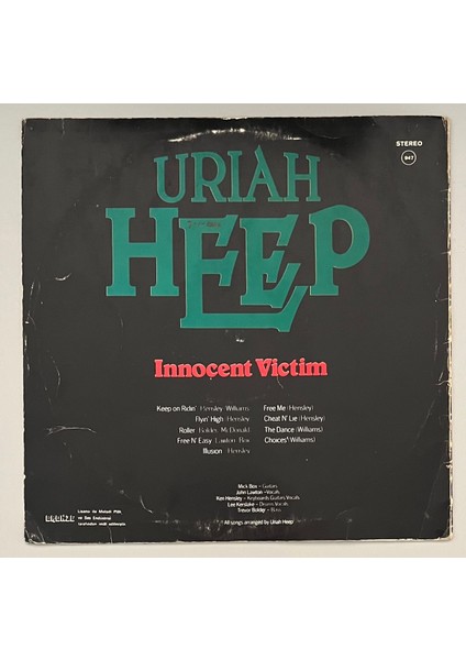 Uriah Heep Innocent Victim Lp Plak (Orijinal Dönem Türk Baskı Plak) fiyatları