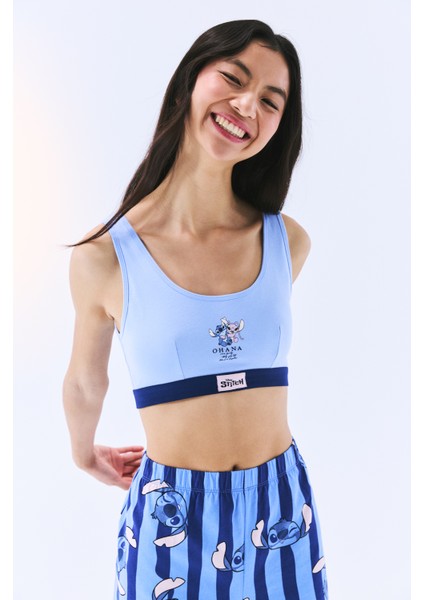 Stitch Removable Padded Açık Mavi Üst - Stitch Koleksiyonu