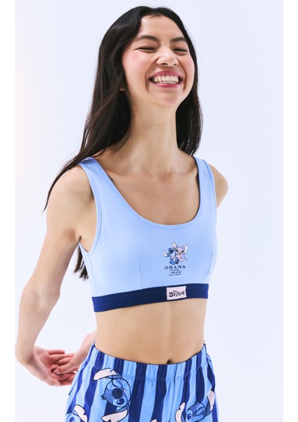 Stitch Removable Padded Açık Mavi Üst - Stitch Koleksiyonu