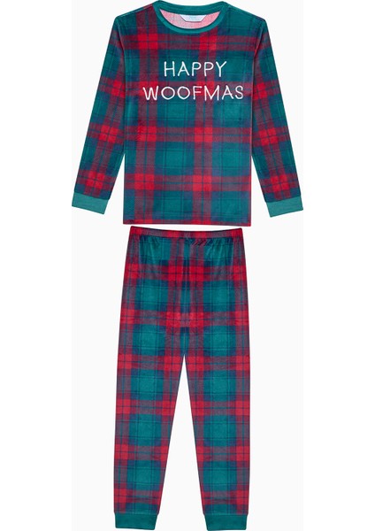 Çocuk Plaid Kırmızı Pijama Takımı