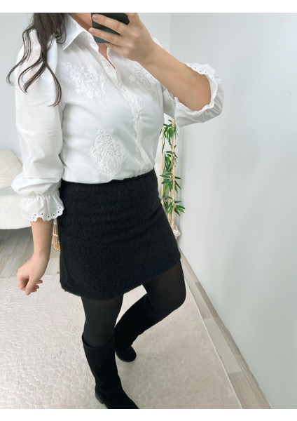 Siyah Kaşe Dokulu Etek fiyatları