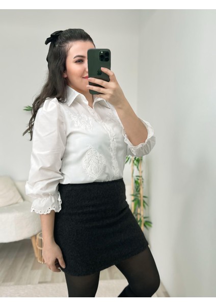 Siyah Kaşe Dokulu Etek modelleri