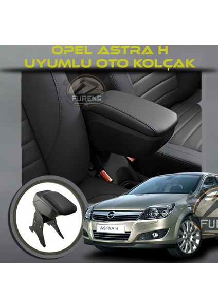 Opel Astra H Uyumlu Kol Dayama ve Kolçak Sürgülü Bardaklıklı Ayarlanabilir Siyah Deri