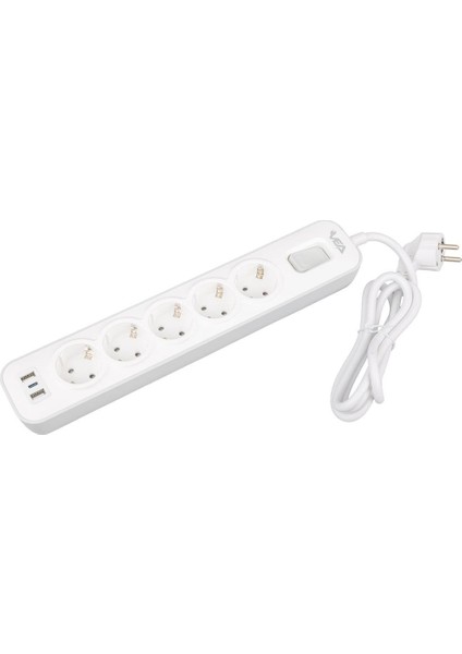 VE-NOVA105U A CLASS 5Lİ 2 USBLİ ANAHTARLI 1.5 METRE AKIM KORUMALI GRUP PRİZ (MADE IN MALAYSIA)