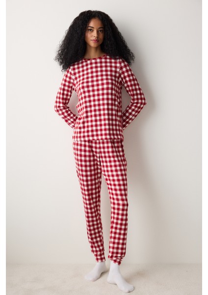 Red Gingham Termal Kırmızı Pijama Takımı