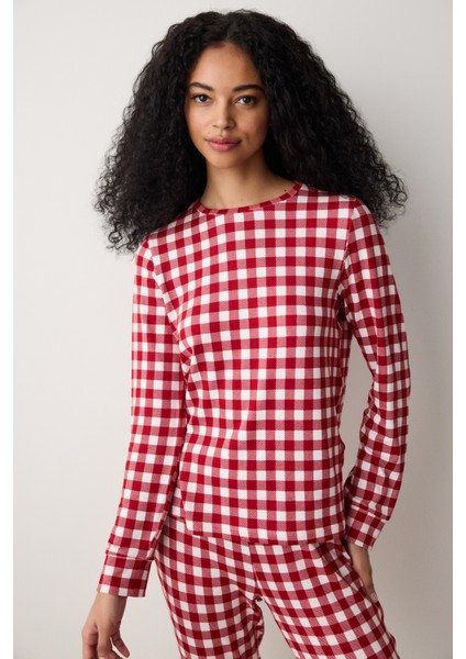 Red Gingham Termal Kırmızı Pijama Takımı