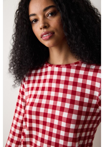 Red Gingham Termal Kırmızı Pijama Takımı