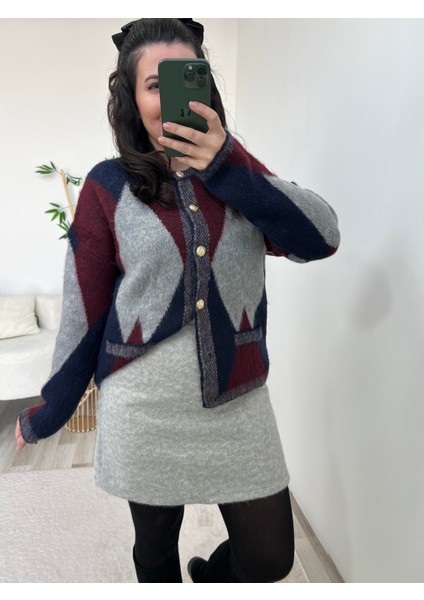 Gri Kaşe Dokulu Etek modelleri