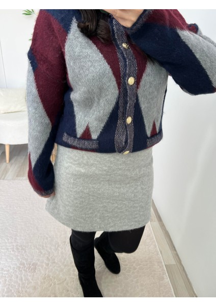 Gri Kaşe Dokulu Etek fırsatları