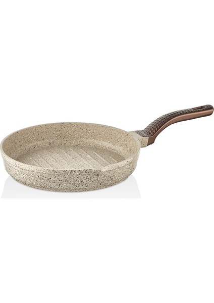 Wave - 3738 - 3 Parça Biogranit, Döküm, Grill Özellikli, Ergonomik Saplı, Tava Seti Kum Beji