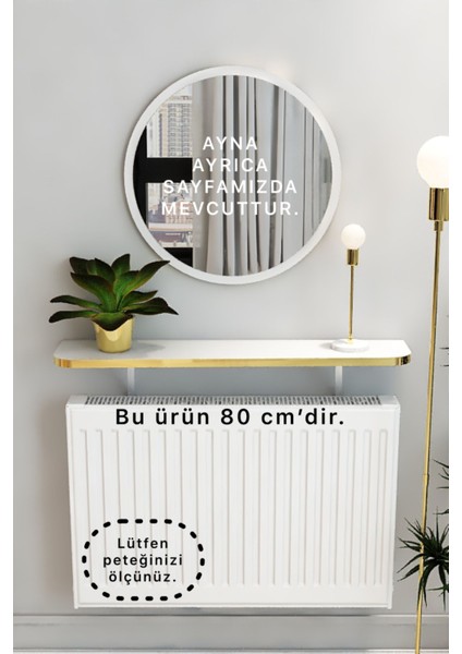 Beyaz Gold Pvc Petek Üstü Tak Çıkar, Uçan Raf & Dresuar Duvar Montajsız Oval Kesim