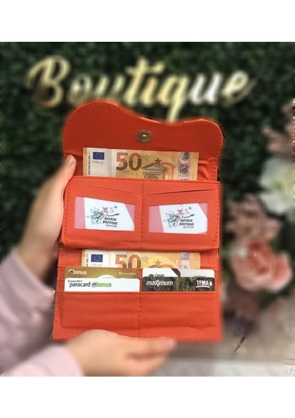 Turuncu Kadın Cüzdan Kağıt ve Bozuk Para Bölmeli Cüzdan fırsatları