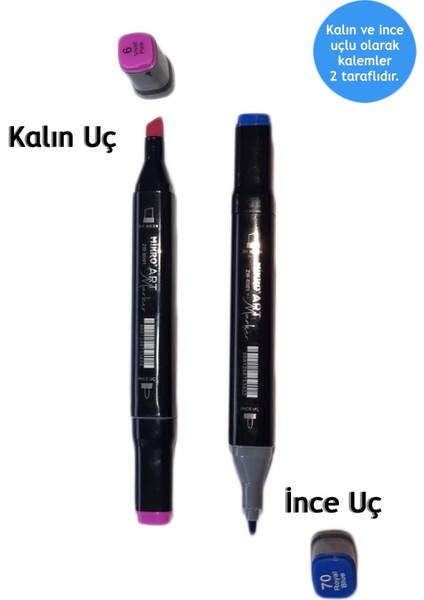 Mikro Çantalı 12 Parça Çift Uçlu Grafiti Kalem Renkli Keçeli Kalem Eskiz, Illüstrasyon Boya Kalemi fiyatları
