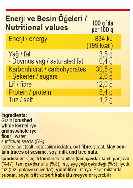 Ayçekirdekli Tam Tahıl Ekmeği 500 gr