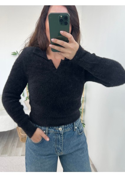 Siyah Yumuşak Dokulu Kazak modelleri