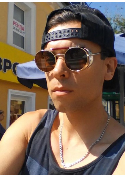Modaya Uygun Retro Steampunk Güneş Gözlüğü Erkek Marka Tasarımcı Yuvarlak Buhar Punk Alaşım Güneş Gözlüğü Gözlük Kadınlar Için UV400 Gafas De Sol (Yurt Dışından) fırsatları