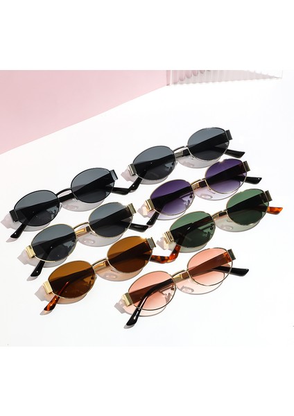 Klasik Vintage Oval Güneş Kadınlar Erkekler Için Lüks Tasarımcı Metal Güneş Gözlüğü Hip Hop Popüler Punk Açık Shades UV400 (Yurt Dışından) fiyatları